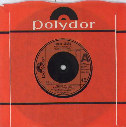 Ringo Starr – Tonight 7インチレコード Ringo Starr Tonight - EX UK 7